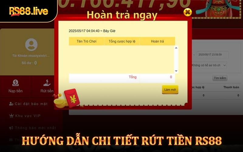 Hướng dẫn chi tiết các bước rút tiền Rs88